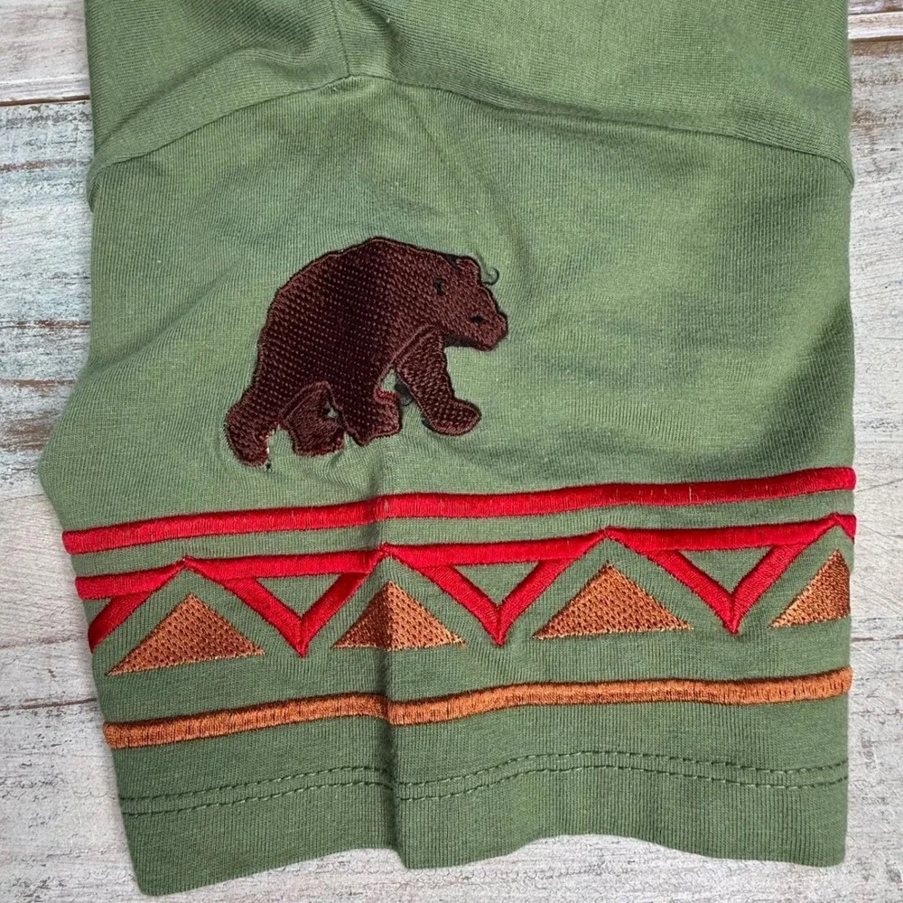 Michael Simon Lite Womens Green Embroidered Camp Cabin Maxi Dress Cardigan Set L